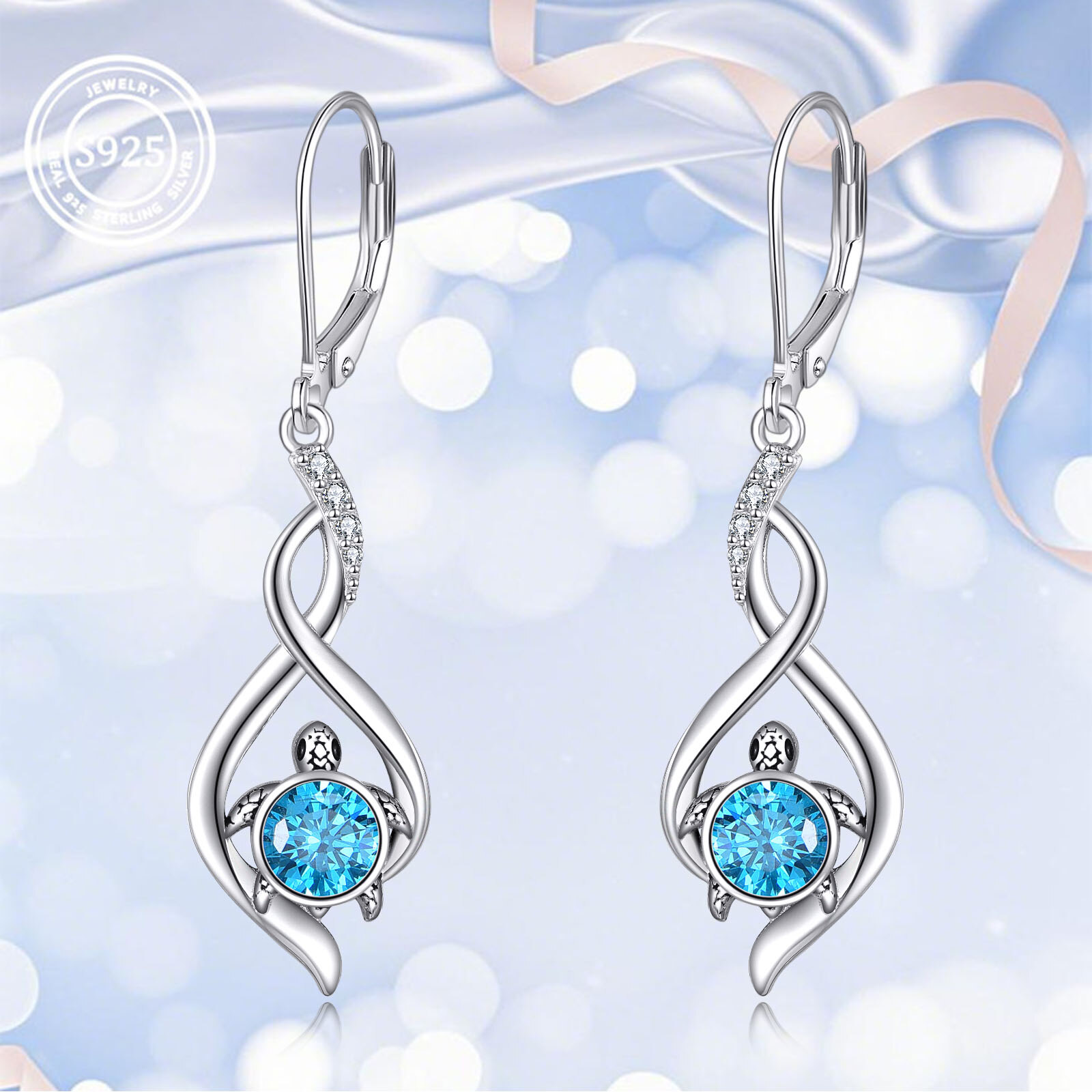 Women's 925 Sterling Silver Turtle Drop Earrings